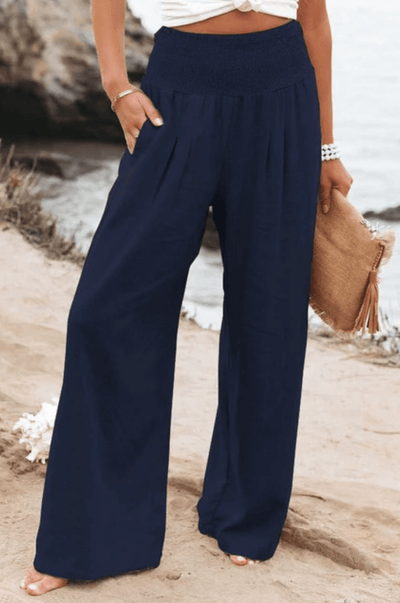 Luna | Pantalon en Lin et Coton à Taille Haute